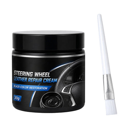 🚗Car Steering Wheel Leather Repair Cream‑  Black Leather Restoration Paste, Fade & Scratch Repair Cream
