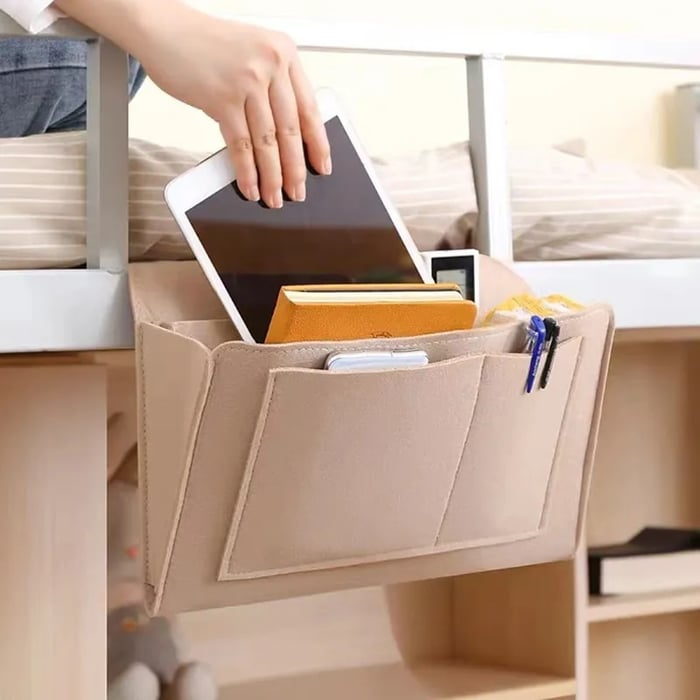 🛏️ No-Tool Bedside Storage Organizer – Slide-In Hanging Caddy for Easy Bedside Organization
