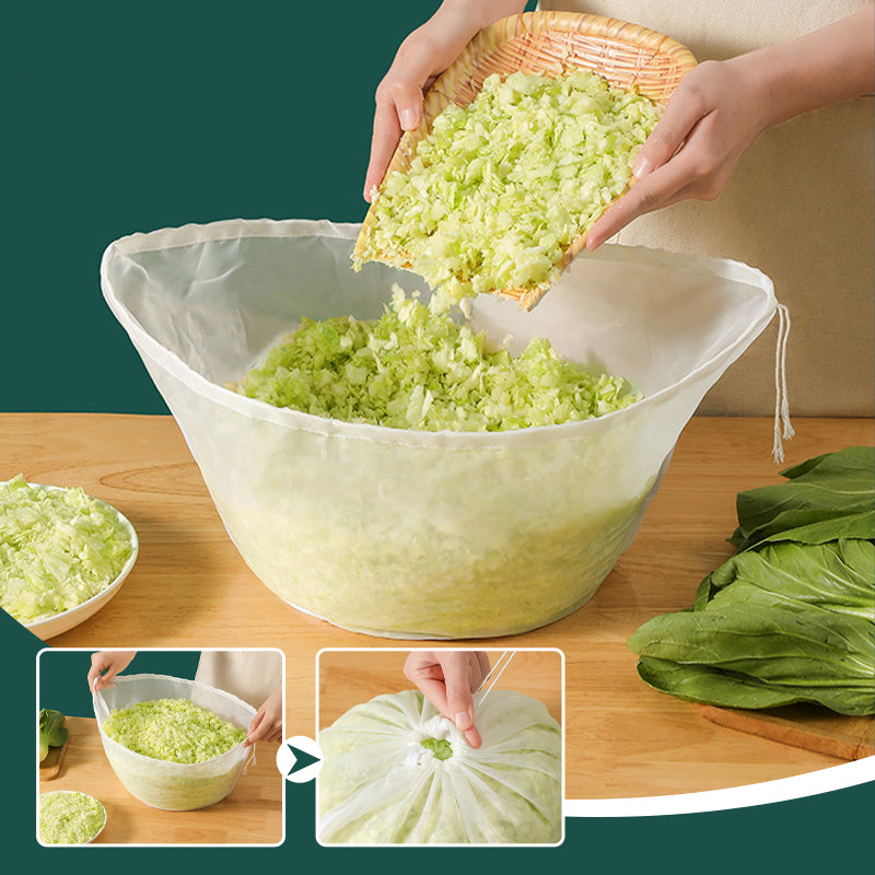 🥬No-Mess Fine Mesh Nylon Strain Bag – Reusable Food Filter Bag for Squeezing Vegetable Water, Straining Juice