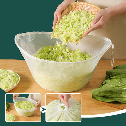 🥬No-Mess Fine Mesh Nylon Strain Bag – Reusable Food Filter Bag for Squeezing Vegetable Water, Straining Juice