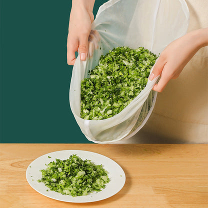 🥬No-Mess Fine Mesh Nylon Strain Bag – Reusable Food Filter Bag for Squeezing Vegetable Water, Straining Juice