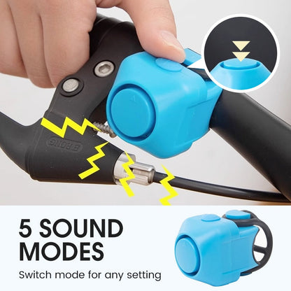 🔔 Electric Bike Bell – 5 Sound Modes Rechargeable Bicycle Horn for Safer Riding