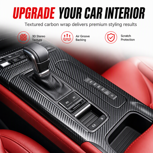 🚘 Carbon Fiber Interior Trim Film – Self-Adhesive & Easy to Apply