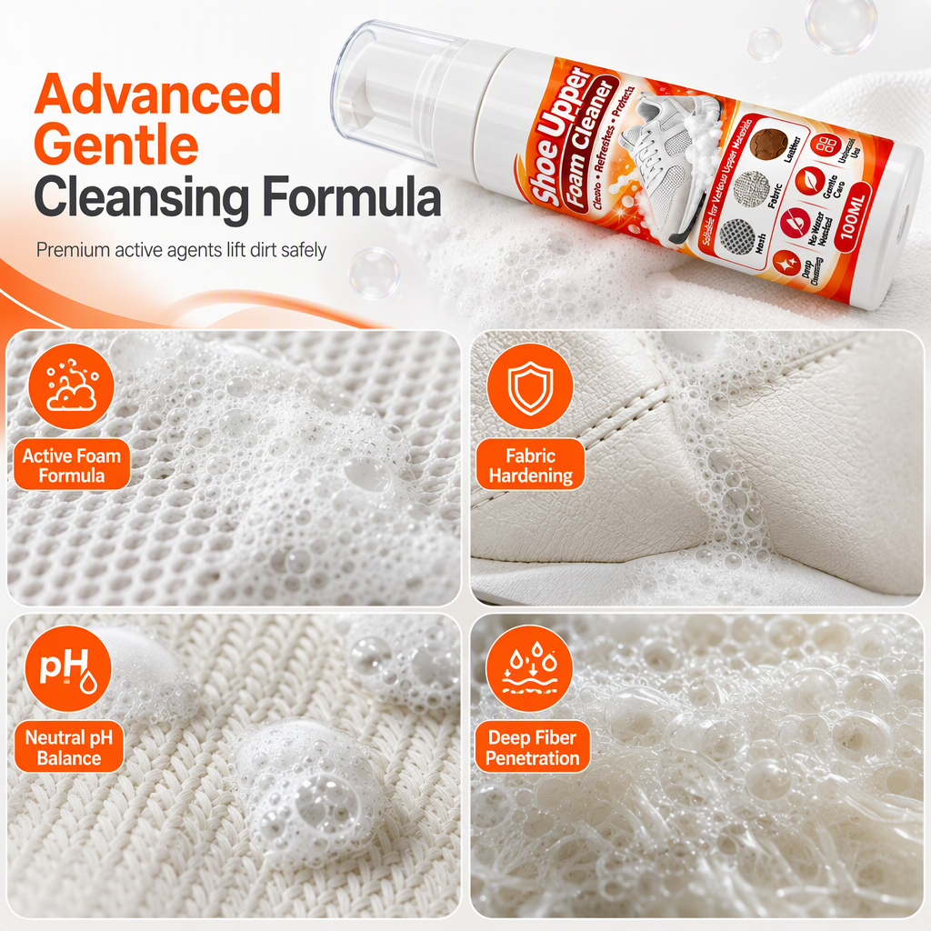 👟🔥Rinse-Free Foam Shoe Cleaner for Multiple Surfaces ✨