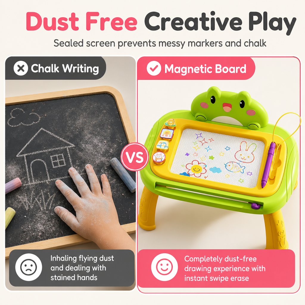 🎨👶 4-in-1 Evolving Magnetic Drawing Board for Kids |removable feet & zero smudges