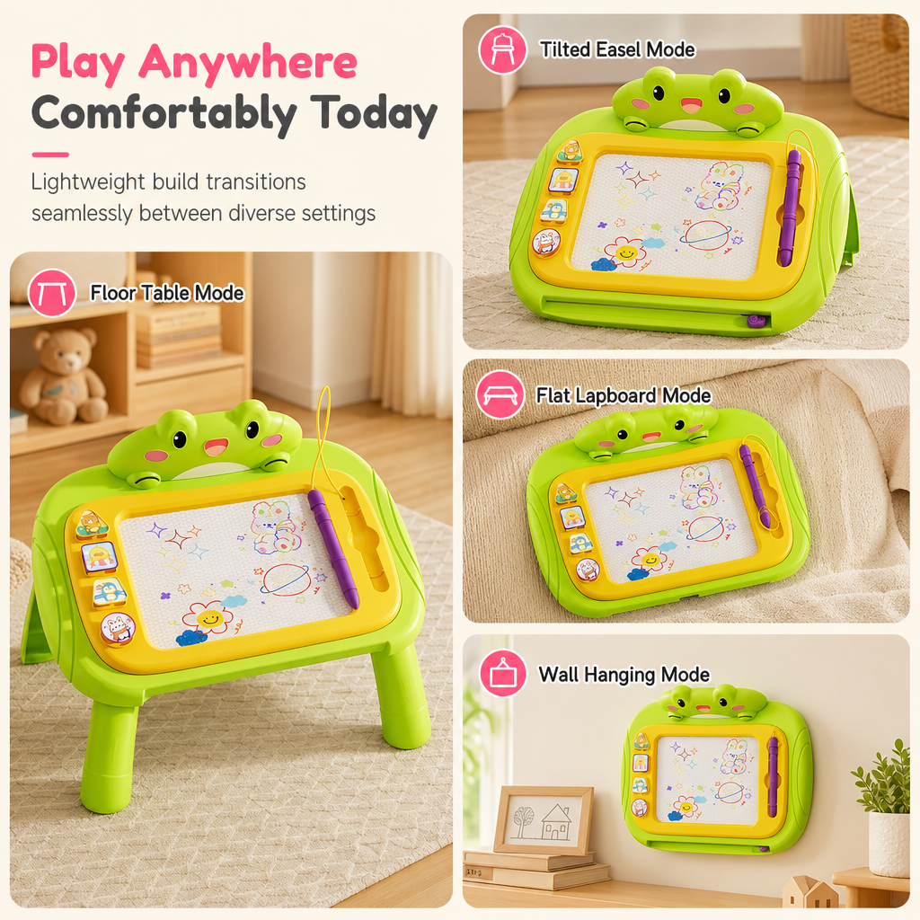 🎨👶 4-in-1 Evolving Magnetic Drawing Board for Kids |removable feet & zero smudges
