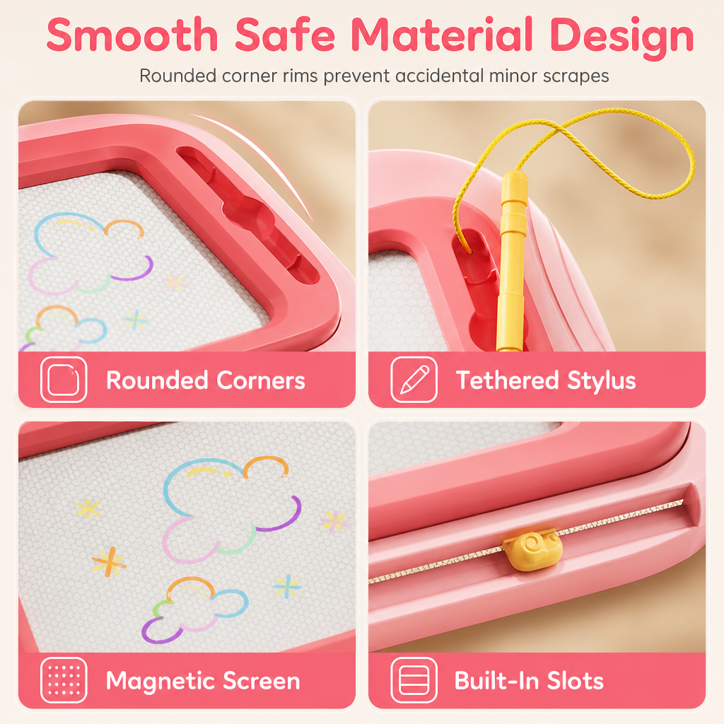 🎨👶 4-in-1 Evolving Magnetic Drawing Board for Kids |removable feet & zero smudges