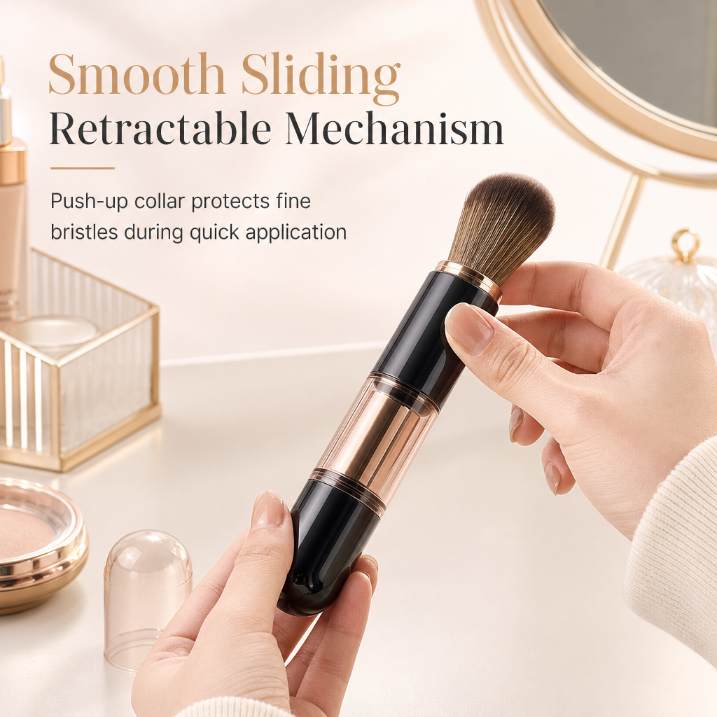 🖌️Portable Retractable Makeup Brush Set – Multifunctional Travel Cosmetic Tool