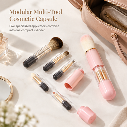 🖌️Portable Retractable Makeup Brush Set – Multifunctional Travel Cosmetic Tool