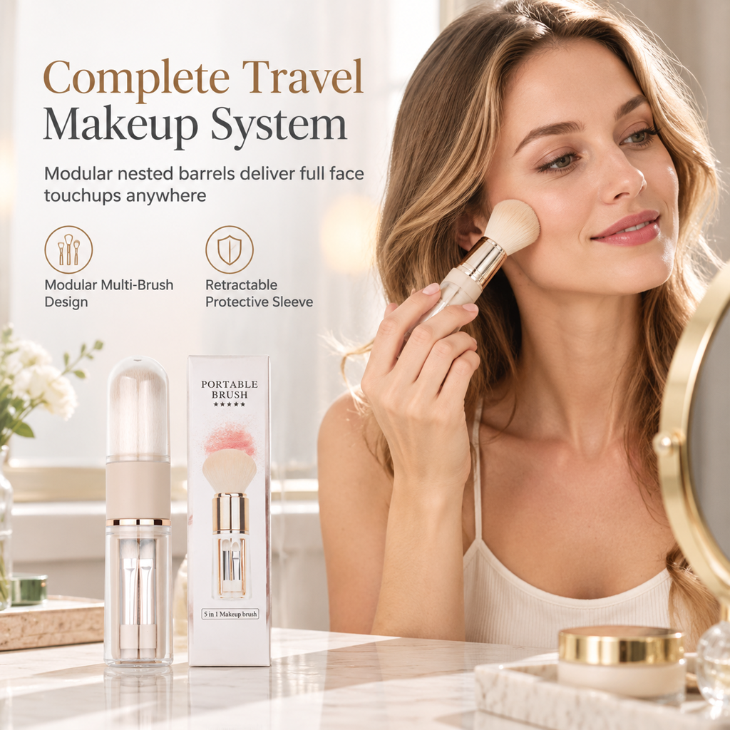 🖌️Portable Retractable Makeup Brush Set – Multifunctional Travel Cosmetic Tool