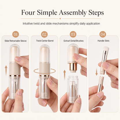 🖌️Portable Retractable Makeup Brush Set – Multifunctional Travel Cosmetic Tool