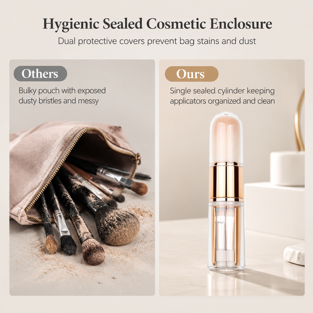 🖌️Portable Retractable Makeup Brush Set – Multifunctional Travel Cosmetic Tool