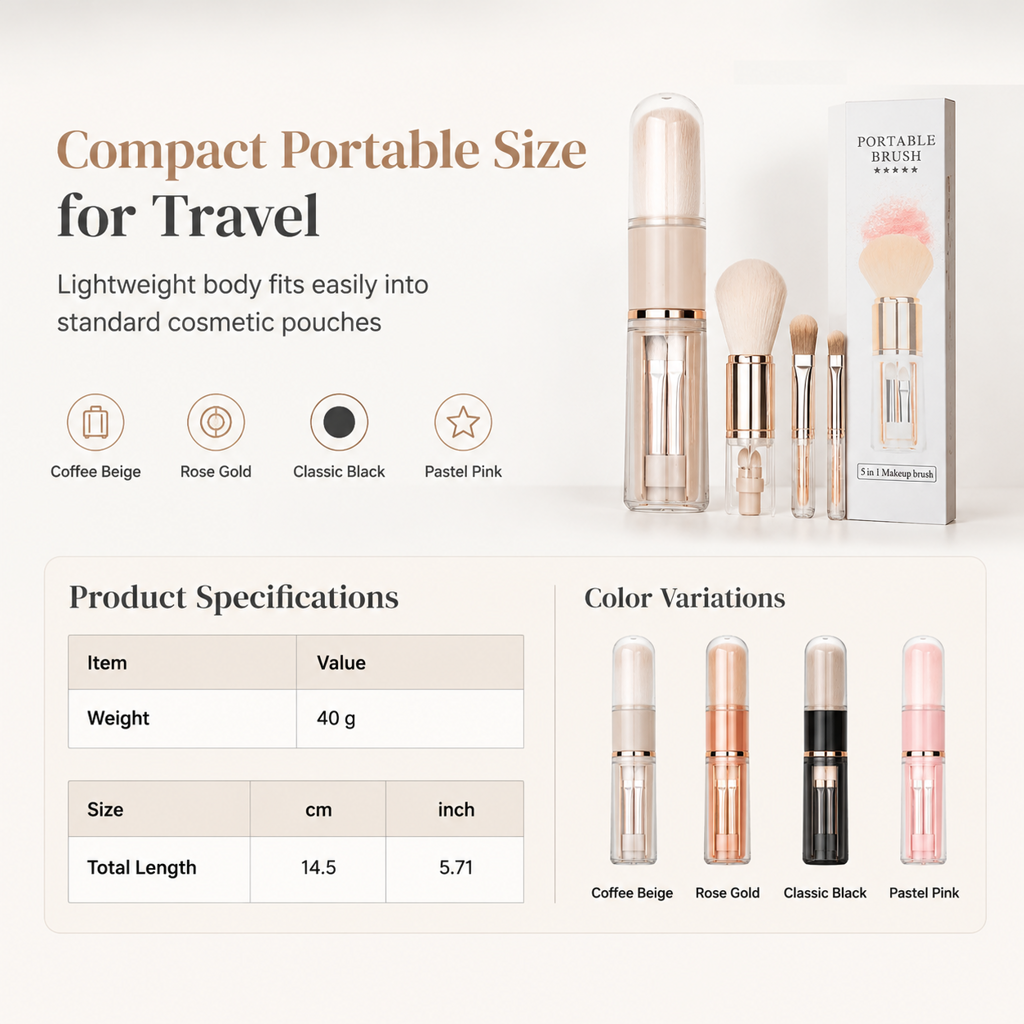 🖌️Portable Retractable Makeup Brush Set – Multifunctional Travel Cosmetic Tool