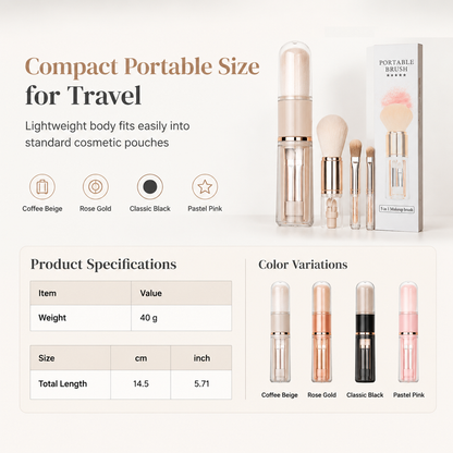 🖌️Portable Retractable Makeup Brush Set – Multifunctional Travel Cosmetic Tool